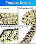 Heavy Duty 428H Dirt Bike Chain Kit With 130 Links And 6 Master Links Plus Chain Breaker For 110Cc 125Cc 150Cc 200Cc 250Cc ATV Pit Bike And Scooter Ready showing product details and features like anti-rust treatment and strong stability