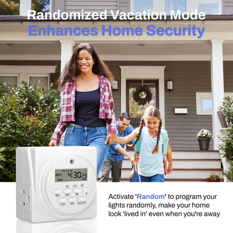 Indoor Digital Timer Outlet With Dual Grounded Outlets No Fuss Setup 7 Day Programmable Light Switch 3 Prong Plug In Timers For Lamps Fans And More 8 On Off Programs ETL Listed 15A 1875W 1 Pack