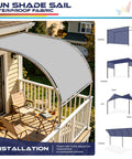 14 By 18 Foot Waterproof Sun Shade Sail With Straight Edge UV Block Outdoor Canopy Cover installed on a white patio railing