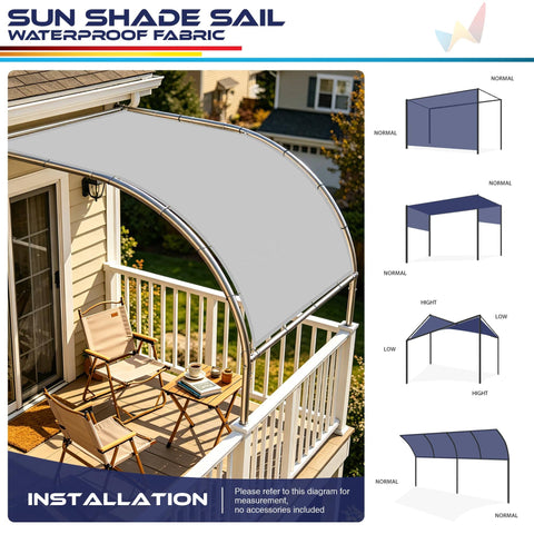 14 By 18 Foot Waterproof Sun Shade Sail With Straight Edge UV Block Outdoor Canopy Cover installed on a white patio railing