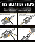 Installation steps for 20 In 1 Carbide Hole Saw Kit for Metal Includes 13mm To 54mm Bits, pilot drills, and L wrenches