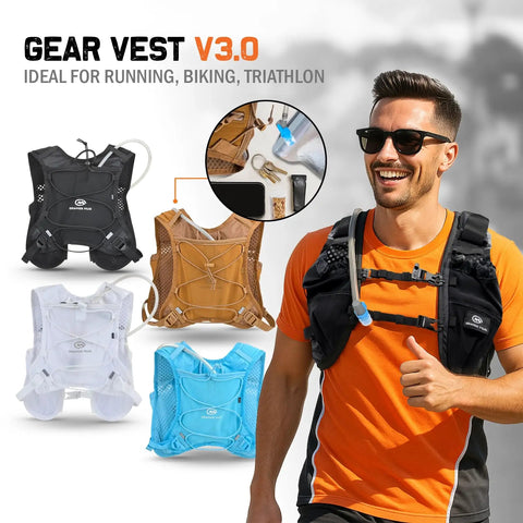 Run Ready Hydration Vest Four Point Zero Lightweight Pack for Running Cycling and Triathlon, multiple colors shown