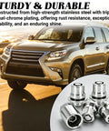 Beefy Anti Theft Wheel Lock Lug Nuts, M12 X 1.5 Chrome Plated Security Fasteners With Custom Cut Key, four piece set with SUV.