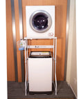Stacking Laundry Center For Washer And Dryer With Adjustable Shelf Space Saver, White, compatible with Avanti washers and dryers.