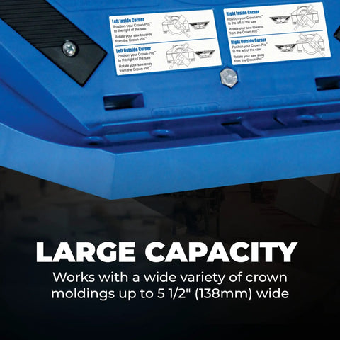 Miter Saw Molding Tool With Adjustable Spring Base Locks 30 To 60 Degrees, shown with large capacity for wide moldings