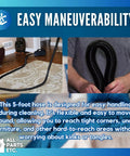 Replacement 5 Foot Hose For Oreck XL Canister Vacuums And Handheld Units in use and coiled for easy maneuverability.