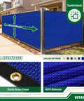 Blue 8 By 6 Feet Fence Privacy Screen For Outdoor Use Heavy Duty Mesh Windscreen UV Block Shade Cover Tarp Installed in Yard