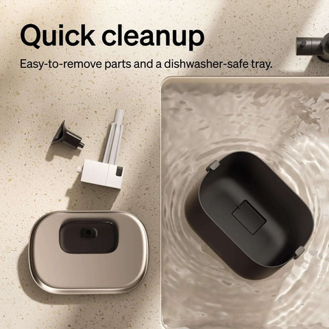 Cordless Battery Operated Cat Water Fountain with 2.5L Capacity 84oz Stainless Steel Tray BPA Free Easy To Clean parts shown