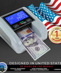 Fast Automatic Currency Counter And Counterfeit Detector With UV MG IR Sensors All Orientation Feeding Rechargeable Battery Pass Fail Detection 3.5 Inch Display High Accuracy And Low False Reject Rate