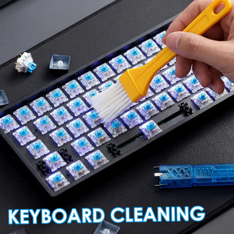 Cleaning a keyboard with Blue Mechanical Keyboard Switches 100 Pack With Upgraded 4 Claw Puller And Cleaning Brush