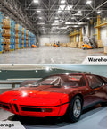 Warehouse and garage view showcasing spaces for Two Pack 30W LED Corn Light Bulbs 200W Equivalent Ultra Bright 6000 Lumens 6500K