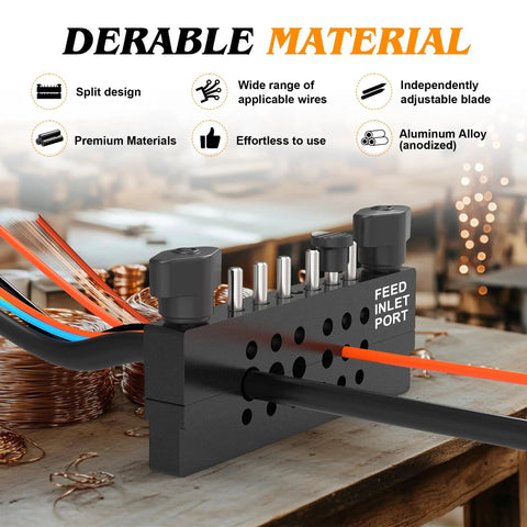 Beastly Split Type Scrap Copper Wire Stripper Kit With 6 Tungsten Carbide Tri Blade Cutters on workshop table