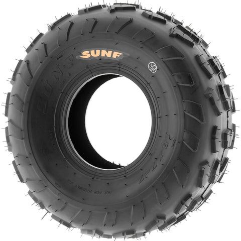 All Terrain ATV Tires 18x7-7 Set Of 2 Tubeless 4 Ply With Directional V Knobby Tread A007 close up view