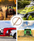 Heavy Duty Linch Pins With Ring Set Six Pack Quarter Inch By One And Three Quarter Inch Galvanized Carbon Steel Rust Resistant Easy To Use Perfect For Farm Tractors Trucks Trailers Mowers Keeps Trailer Hooks And Wheels Secure used on farm tractor, lawn mower, trailer, and harvester