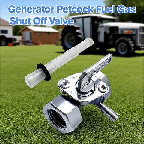 Generator Petcock Fuel Shut Off Valve With M16x1.5 Thread And 22mm Nut in a garden with tractor.