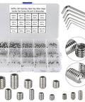 Massive 340 Piece Metric Hex Socket Head Cup Point Set Screw Kit M2.5 Through M8 With Allen Head Grub Screws Internal Hex Drive Headless Set Screws 304 Stainless Steel Includes 6 Hex Wrenches