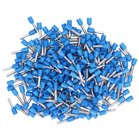 Heavy Duty Insulated Ferrule Butt Terminals Kit With Crimp Copper Wire Connectors For Tough Electrical Wiring Jobs And Industrial Control Systems That Stay Secure And Stop Leaks, blue PVC