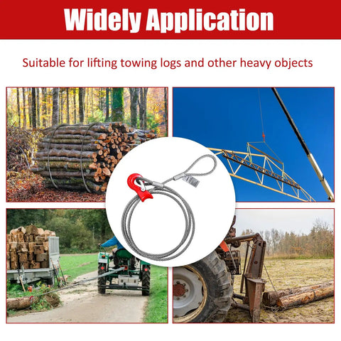 Single Leg Wire Rope Sling 2.5 Ton Vertical Rating, 0.5 Inch Diameter, 8.2 Foot Length, Flemish Eye Loop Turnback With Thimble