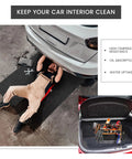 Mechanic using Garage Floor Mat For Oil Spills 29 By 36 Inches Reusable And Washable Oil Absorbent Pad with Waterproof Backing under car