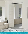 Bi Folding Sliding Barn Door Hardware Track Kit 48 Inch With Side Mounted Black Rollers For Double 22 Inch Bifold Doors