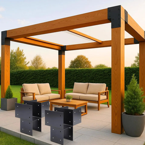 2 Pack 5.5 By 5.5 Post Cap Tie Brackets For Wood Gazebo Pergola And Outdoor Decks Stainless Steel Beam Support Corner Brackets For Connecting Posts Porches Dark Gray Finish