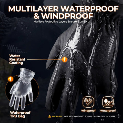 Winter Waterproof Ski Gloves For Men And Women Ultra Warm Thermal Gloves With Touchscreen Fingers showing water resistance