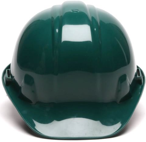 Cap Style Hard Hat With 6 Point Ratchet Suspension Green HDPE Shell Worksite Ready Low Profile Design Rain Trough Universal Accessory Slots ANSI Z89.1 CSA A94.1 Class E G C Certified