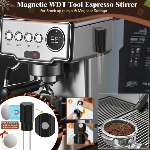 Magnetic WDT Tool Espresso Stirrer for breaking up clumps; ideal for espresso preparation and magnetic storage.