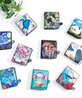 Assorted Slim Floral RFID Wallet For Women, Vegan Leather Bifold With Zipper Coin Pocket And ID Window with various printed designs.