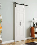 Go-To Space Saver Bifold Barn Door Kit 30 Inch Wide, 6-Panel Sliding Door With Hardware, Pre-Drilled MDF White Slab installed