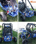 Blue go kart on grass with 145/70-6 Tubeless Street Tires for ATV Go Kart Mini Bike - Off Road Ready