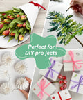 Collage of crafts: wrapped flowers, tree painting, paper decorations, and gift boxes with ribbons, labeled 'Perfect for DIY projects'.