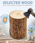 Log with axe for natural cutting and legal felling on certified wood farm