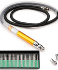Rugged Micro Pneumatic Air Pencil Die Grinder Featuring Smooth Thumb Throttle 1/8 Inch Collet and tools for detailed tasks.