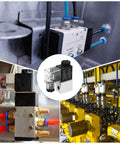 Aluminum 5 Way Pneumatic Solenoid Valve DC 12V Normally Closed 2 Position With One Eighth Inch NPT Ports For CNC Machines.