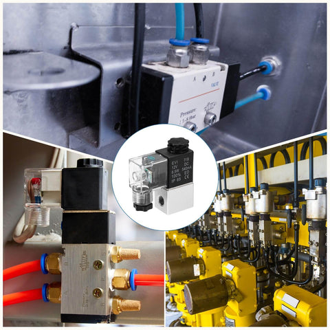 Aluminum 5 Way Pneumatic Solenoid Valve DC 12V Normally Closed 2 Position With One Eighth Inch NPT Ports For CNC Machines.
