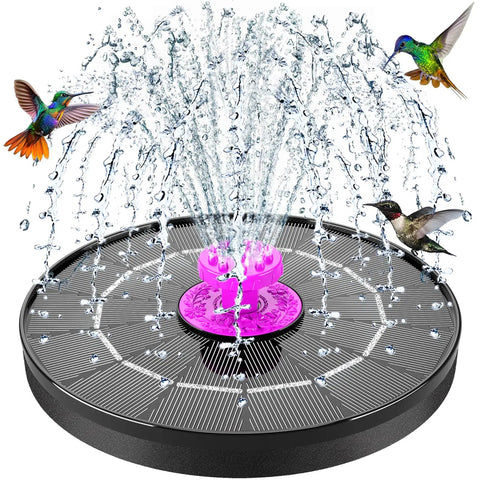 Hot Pink Solar Bird Bath Fountain Pump With 4W Solar Panel, 6.3 Inch High Efficiency Water Pump, 8 Nozzles For Hummingbirds