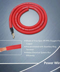 Heavy Duty One Zero Gauge True Spec OFC Wiring Kit For Big Three Audio Upgrade Featuring Premium Flex Ground And Power Cables, red power wire with seamless ring terminal.