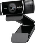 Hella Crisp 1080P HD Webcam For Smooth Streaming And Ridiculously Clear Video Recording With Autofocus And Dual Mics showing a sleek black design.