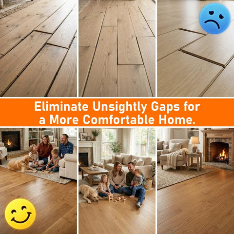 Image showing before and after using Floor Gap Fixer Tool For Quick Home Repair In Minutes Two Step Suction Cup System No Pro Needed