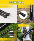 Close-up of Adjustable Heavy Duty Tarp Poles 7.6 Ft Aluminum Tent Poles With Protection Caps 4 Pack showing details and organizer bag.