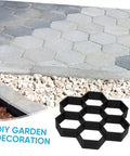 Hexagon Concrete Paver Mold For DIY Gardens And Patios, Reusable Plastic Tile Molds to create custom garden paths, 11.41 x 11.02 x 1.69 in