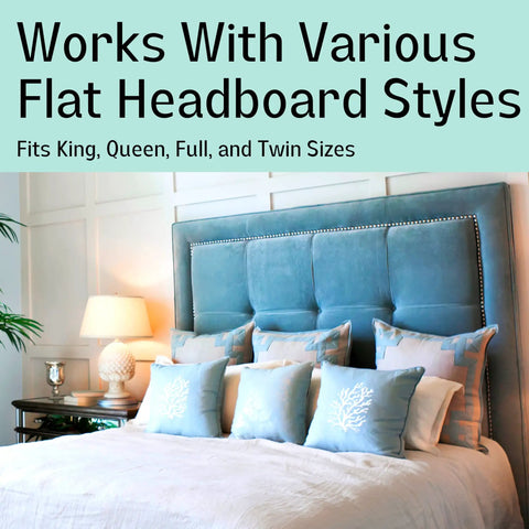 Heavy Duty Wall Buffer Headboard Protectors Soft Foam Stoppers Lock Your Bed In Position And Kill The Squeaks Save Drywall From Getting Beaten Up Drill Free For Standard Frames in a styled bedroom with flat headboard.