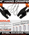 Heavy Duty 14 Inch Hand Swaging Crimping Tool With No Slip Handles for various cable sleeves and wire rope uses.
