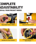 FlexiO 890 HVLP Paint Sprayer with adjustable settings for pattern width, material flow, and air flow control.