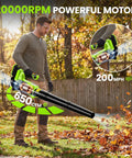 Man using Ultra Lightweight Cordless String Trimmer And Leaf Blower Combo With 2Ah Battery And Fast Charger for easy yard work.