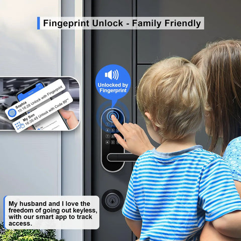 Game Changing Keyless Entry Fingerprint Smart Lock With Handle And Keypad For Us Doors, No Sweat Diy Install, Smooth Bluetooth App Control, Real Deal Home Security For Airbnbs And Rentals, Connects Easily With Alexa And Google Home