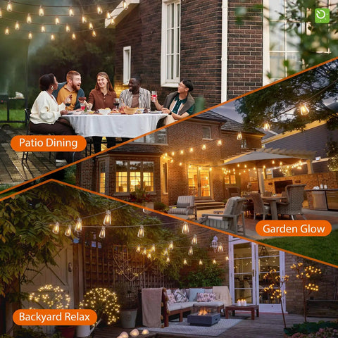 54Ft Solar String Lights Outdoor Weatherproof With USB Charging Remote Dimmable in patio and garden settings