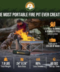Person camping with Portable 24 Inch Collapsible Fire Pit For Camping And Backyard, Lightweight Pop Up Campfire Pit For Outside