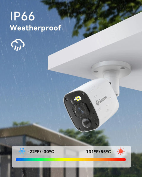 1080p Bullet Security Camera Add On With Night Vision And Motion Sensor, shown in outdoor weatherproof installation